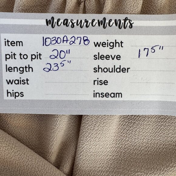 2/$30 Becca M Taupe Beige Textured 3/4 Sleeve Top Tie Detail Polyester - Picture 8 of 13